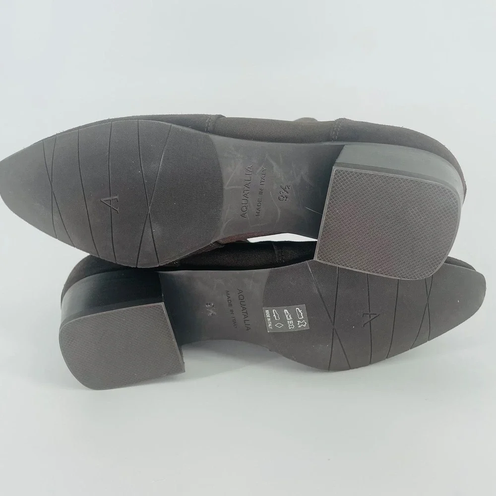 AQUATALIA Brown Suede Chelsea Booties Block Heel Italy size‎ 9.5 Weatherproof